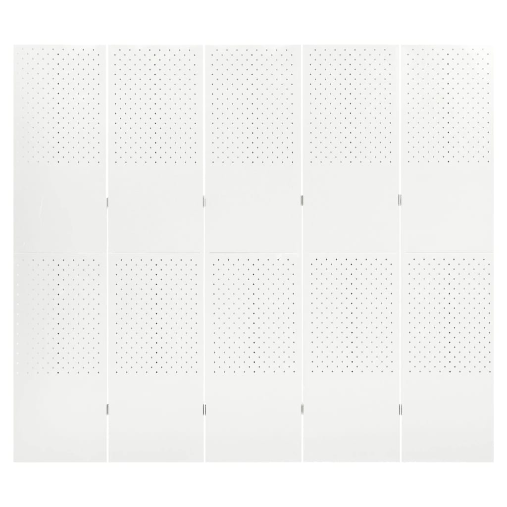 Paravento a 5 Pannelli Bianco 200x180 cm in Acciaio