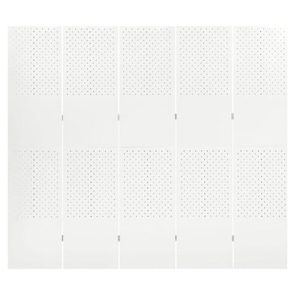 Paravento a 5 Pannelli Bianco 200x180 cm in Acciaio