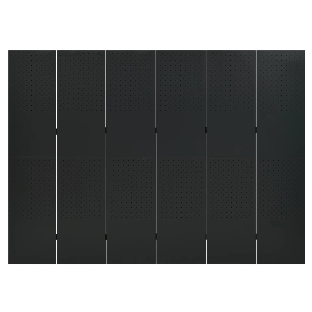 Paravento a 6 Pannelli Nero 240x180 cm in Acciaio