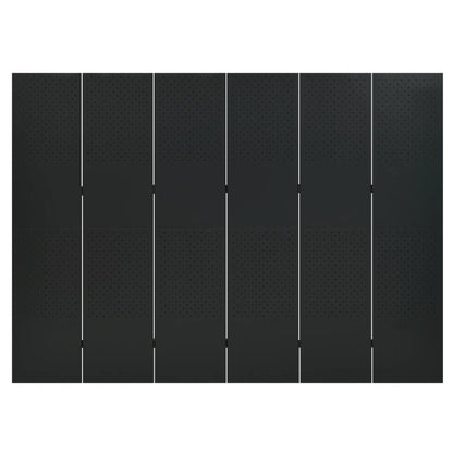 Paravento a 6 Pannelli Nero 240x180 cm in Acciaio