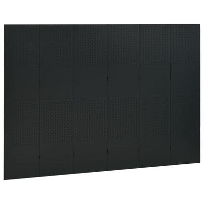 Paravento a 6 Pannelli Nero 240x180 cm in Acciaio