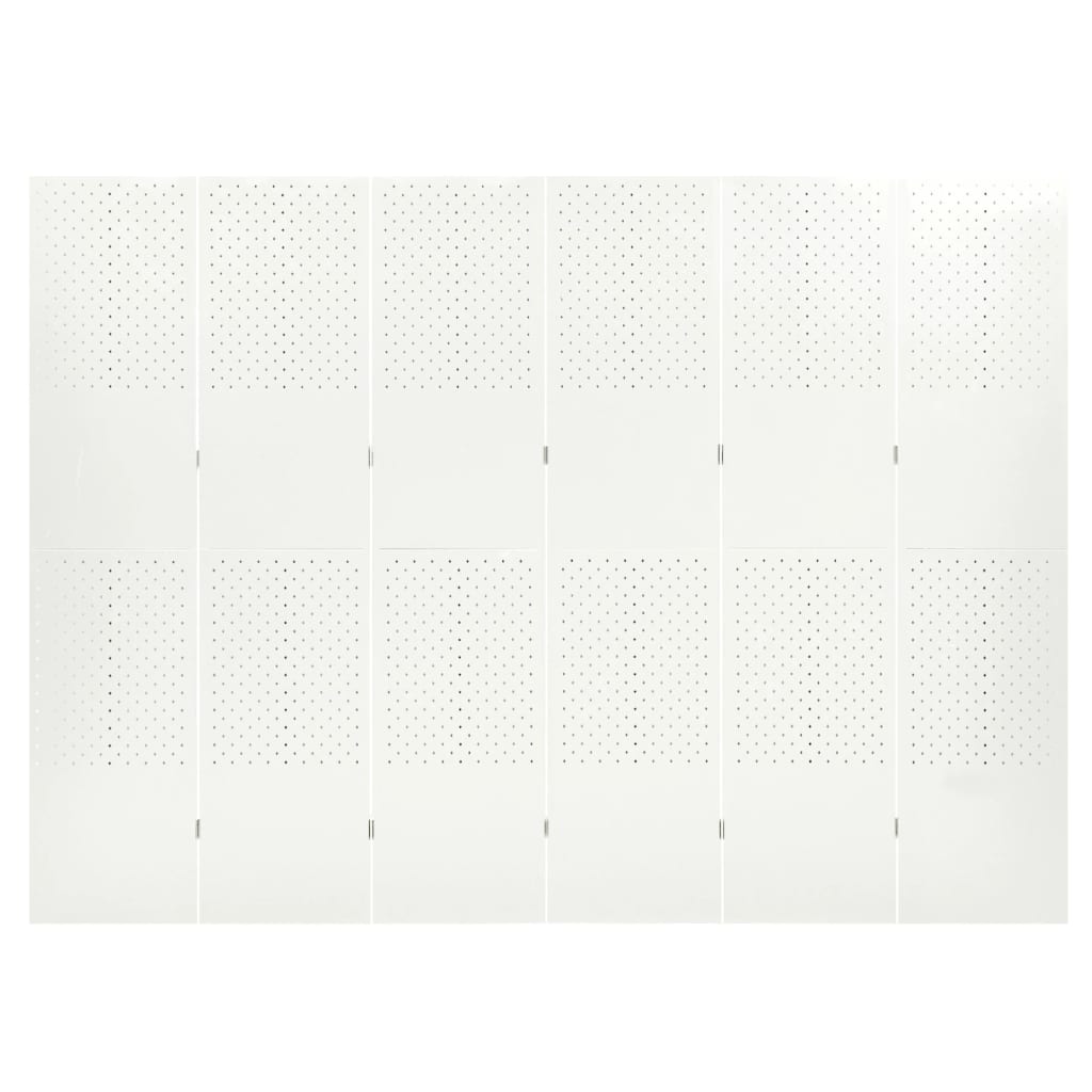 Paravento a 6 Pannelli Bianco 240x180 cm in Acciaio