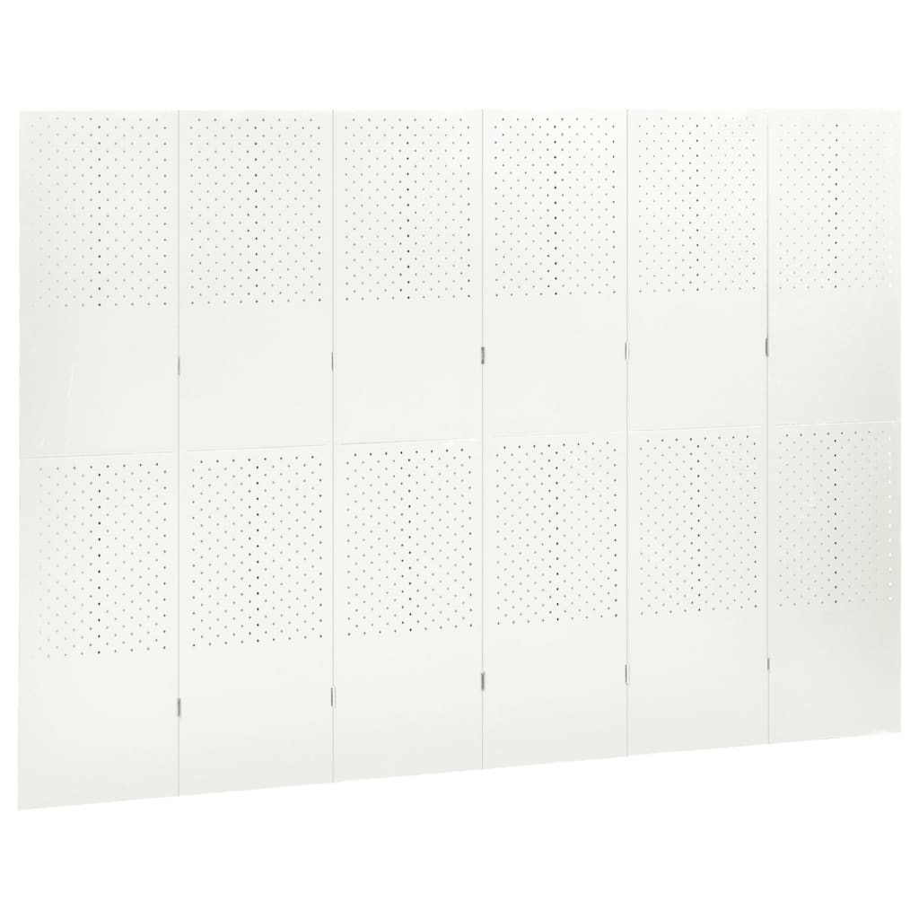 Paravento a 6 Pannelli Bianco 240x180 cm in Acciaio