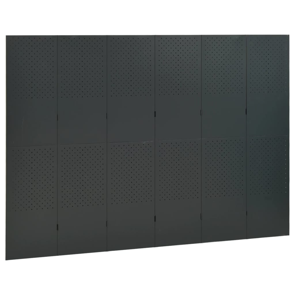 Paravento a 6 Pannelli Antracite 240x180 cm in Acciaio