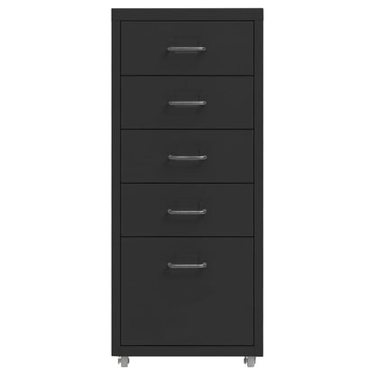 Schedario Mobile Nero 28x41x69 cm in Metallo
