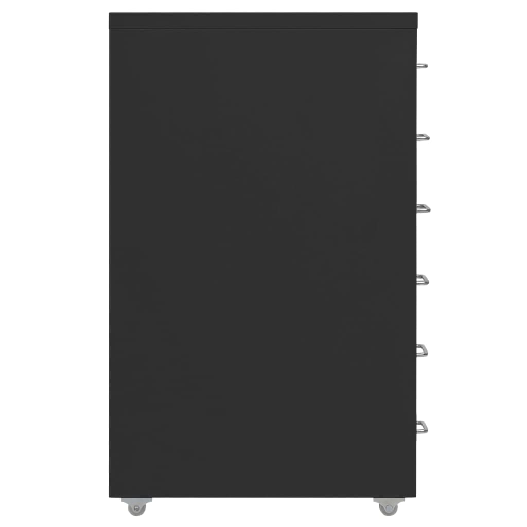 Schedario Mobile Nero 28x41x69 cm in Metallo