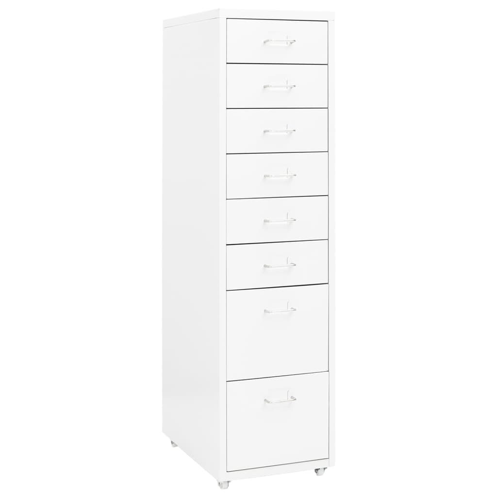 Schedario Mobile Bianco 28x41x109 cm in Metallo