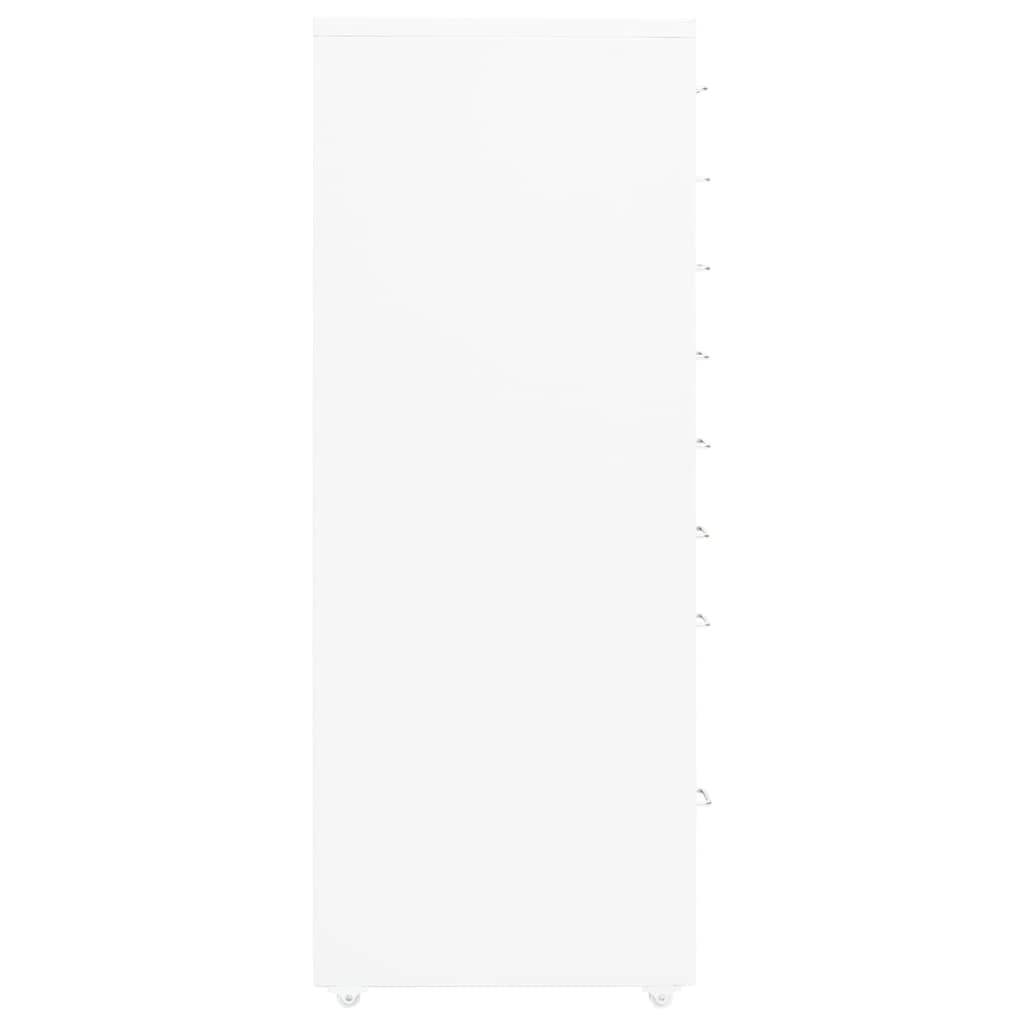 Schedario Mobile Bianco 28x41x109 cm in Metallo
