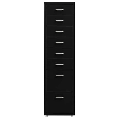 Schedario Mobile Nero 28x41x109 cm in Metallo