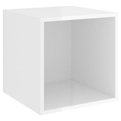 Set Mobili TV 5 pz Bianco Lucido in Legno Multistrato