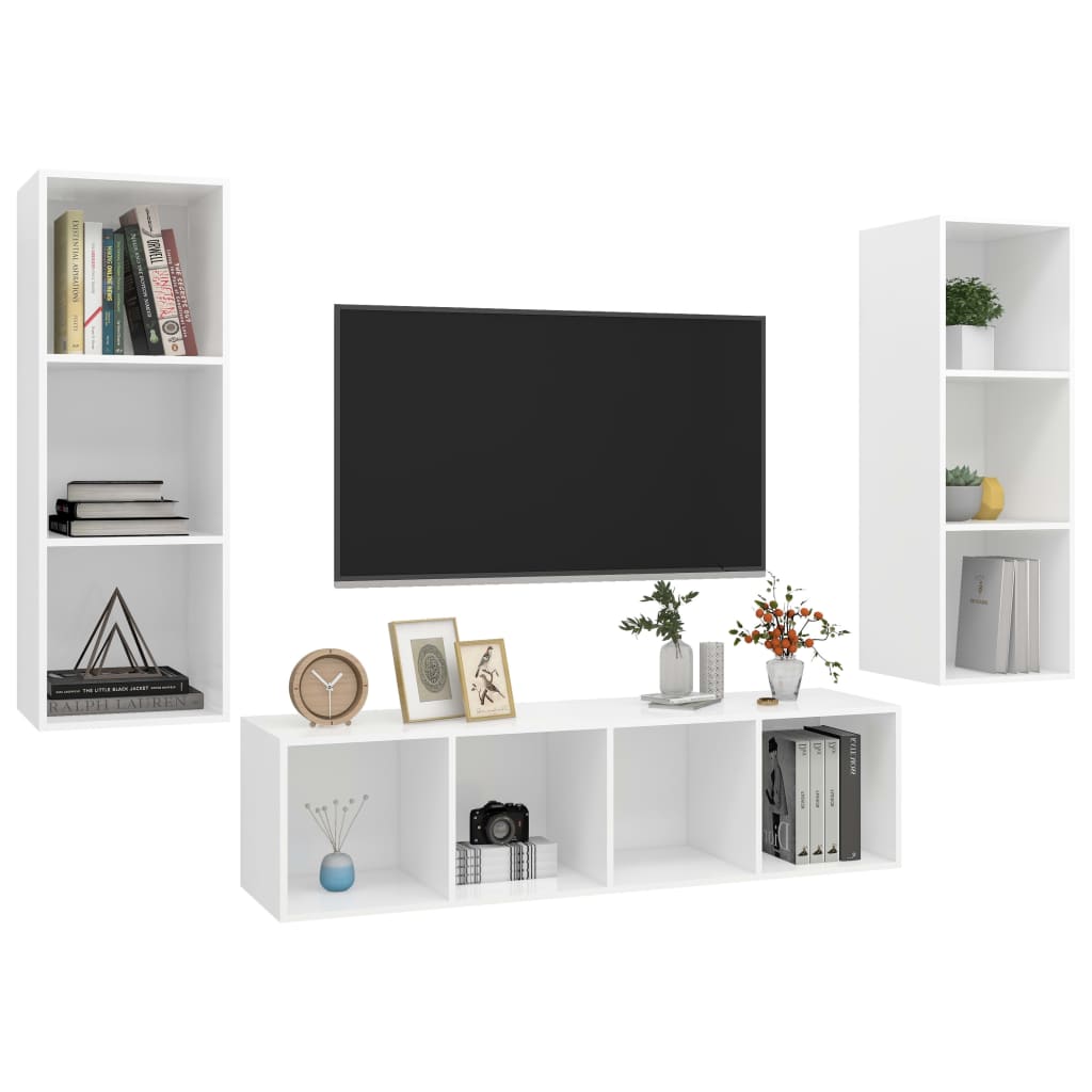 Set Mobile TV 3 pz Bianco in Truciolato