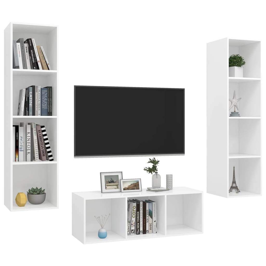 Set Mobile TV 3 pz Bianco in Truciolato