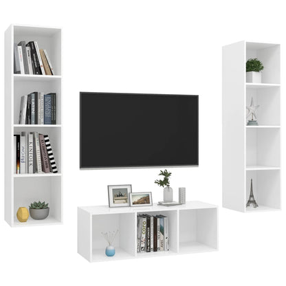 Set Mobile TV 3 pz Bianco in Truciolato