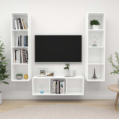 Set Mobile TV 3 pz Bianco in Truciolato