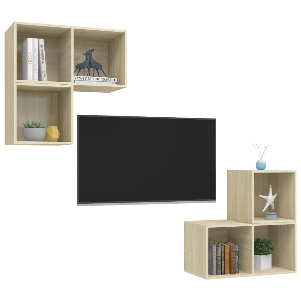 Set Porta TV 4 pz Rovere Sonoma in Truciolato