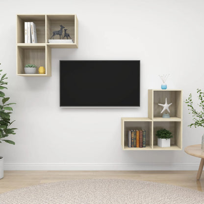 Set Porta TV 4 pz Rovere Sonoma in Truciolato