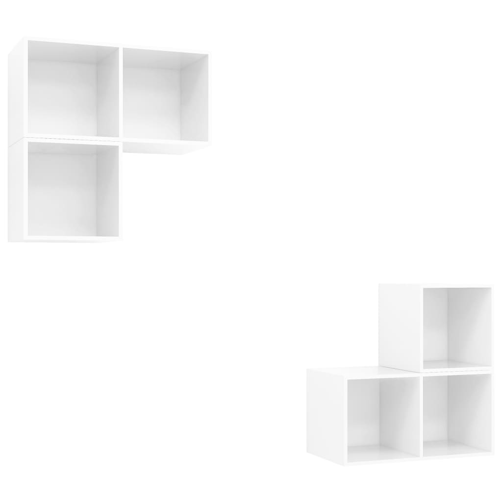 Set Mobile TV 4 pz Bianco Lucido in Truciolato