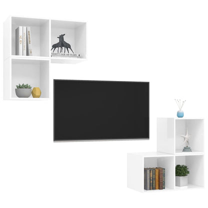 Set Mobile TV 4 pz Bianco Lucido in Truciolato