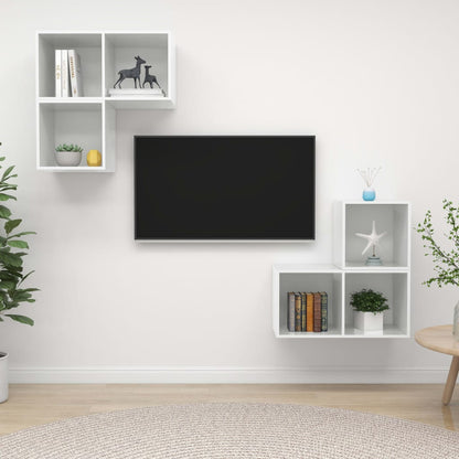 Set Mobile TV 4 pz Bianco Lucido in Truciolato