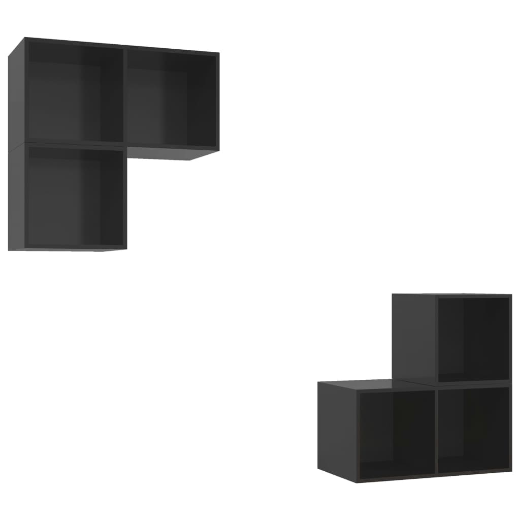 Set Mobile TV 4 pz Nero Lucido in Truciolato