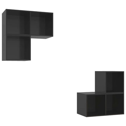 Set Mobile TV 4 pz Nero Lucido in Truciolato