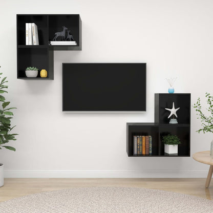 Set Mobile TV 4 pz Nero Lucido in Truciolato