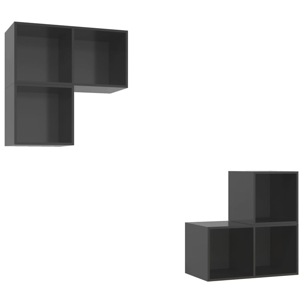 Set Mobile TV 4 pz Grigio Lucido in Truciolato