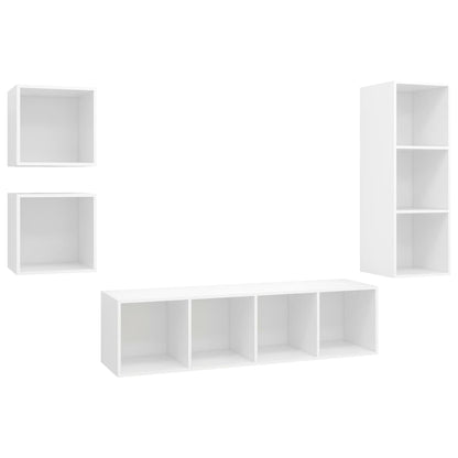 Set Mobile TV 4 pz Bianco in Truciolato