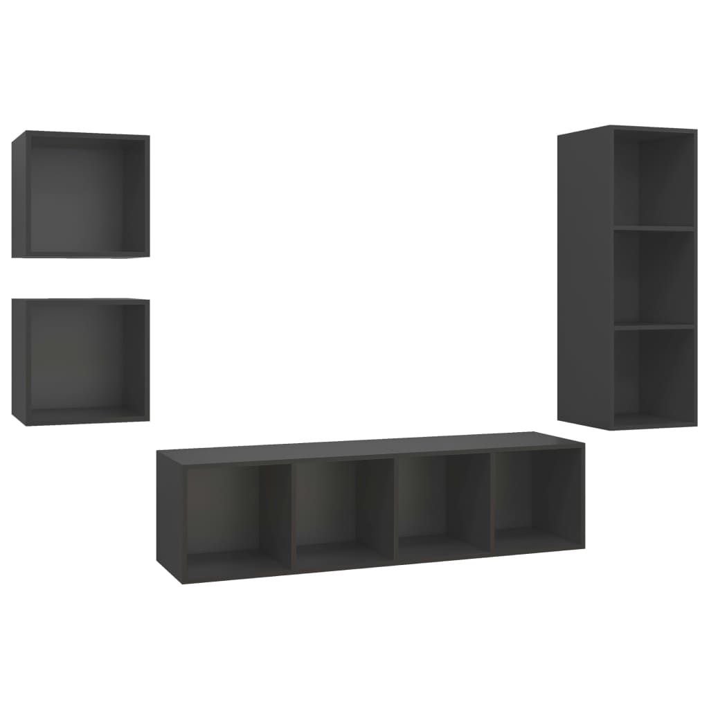 Set Mobile TV 4 pz in Truciolato Grigio