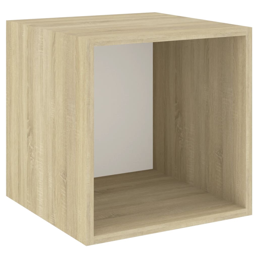Set Porta TV 4 pz Bianco e Rovere Sonoma in Truciolato
