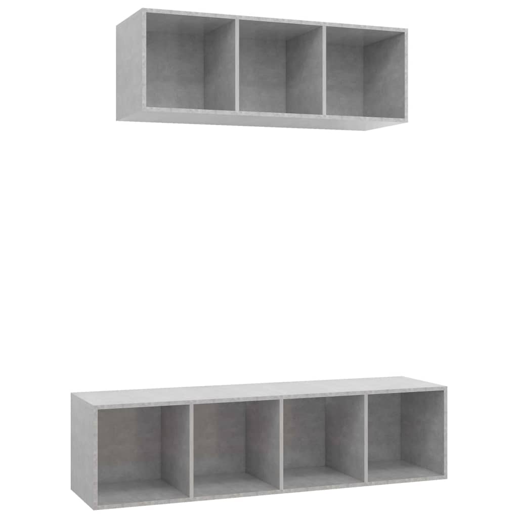 Set Porta TV 2 pz Grigio Calcestruzzo in Truciolato