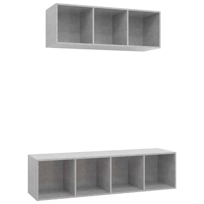 Set Porta TV 2 pz Grigio Calcestruzzo in Truciolato