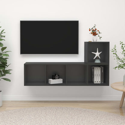 Set Mobile TV 2 pz in Truciolato Grigio