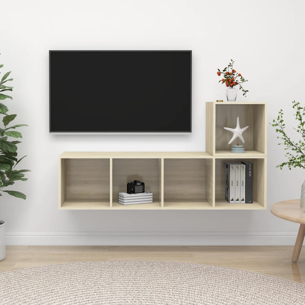 Set Porta TV 2 pz Rovere Sonoma in Truciolato