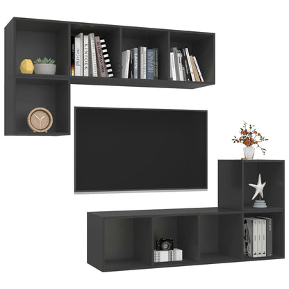 Set Mobile TV 4 pz Grigio in Truciolato