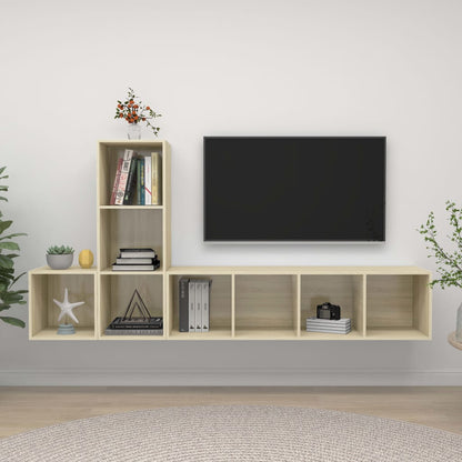 Set Porta TV 3 pz Rovere Sonoma in Truciolato