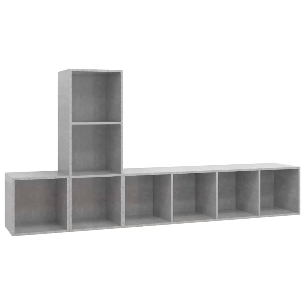 Set Porta TV 3 pz Grigio Cemento in Truciolato