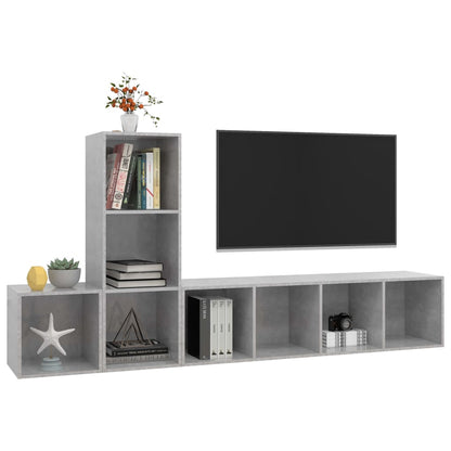 Set Porta TV 3 pz Grigio Cemento in Truciolato