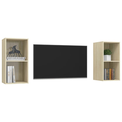 Mobile TV a Parete 2 pz Rovere Sonoma in Truciolato