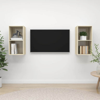 Mobile TV a Parete 2 pz Rovere Sonoma in Truciolato