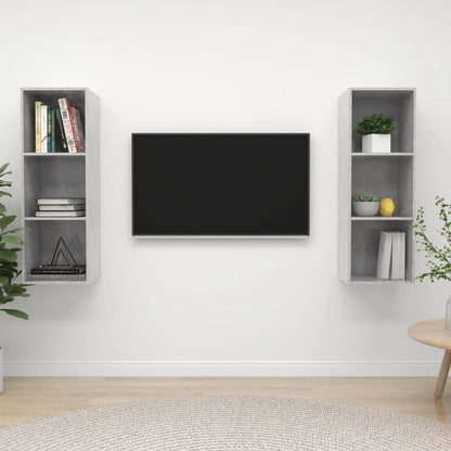 Mobile TV a Parete 2 pz Grigio Cemento in Truciolato