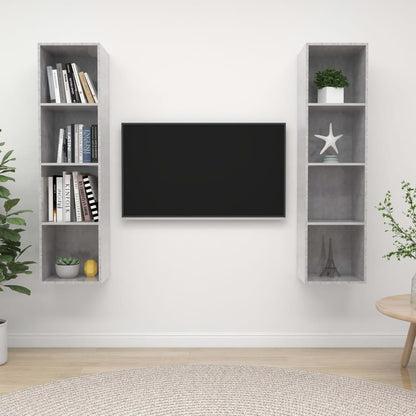 Mobile TV a Parete 2 pz Grigio Cemento in Truciolato