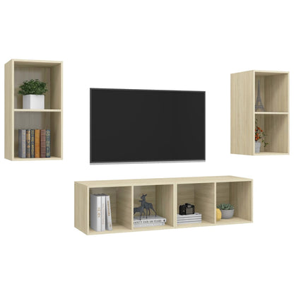Mobile TV a Parete 4 pz Rovere Sonoma in Truciolato