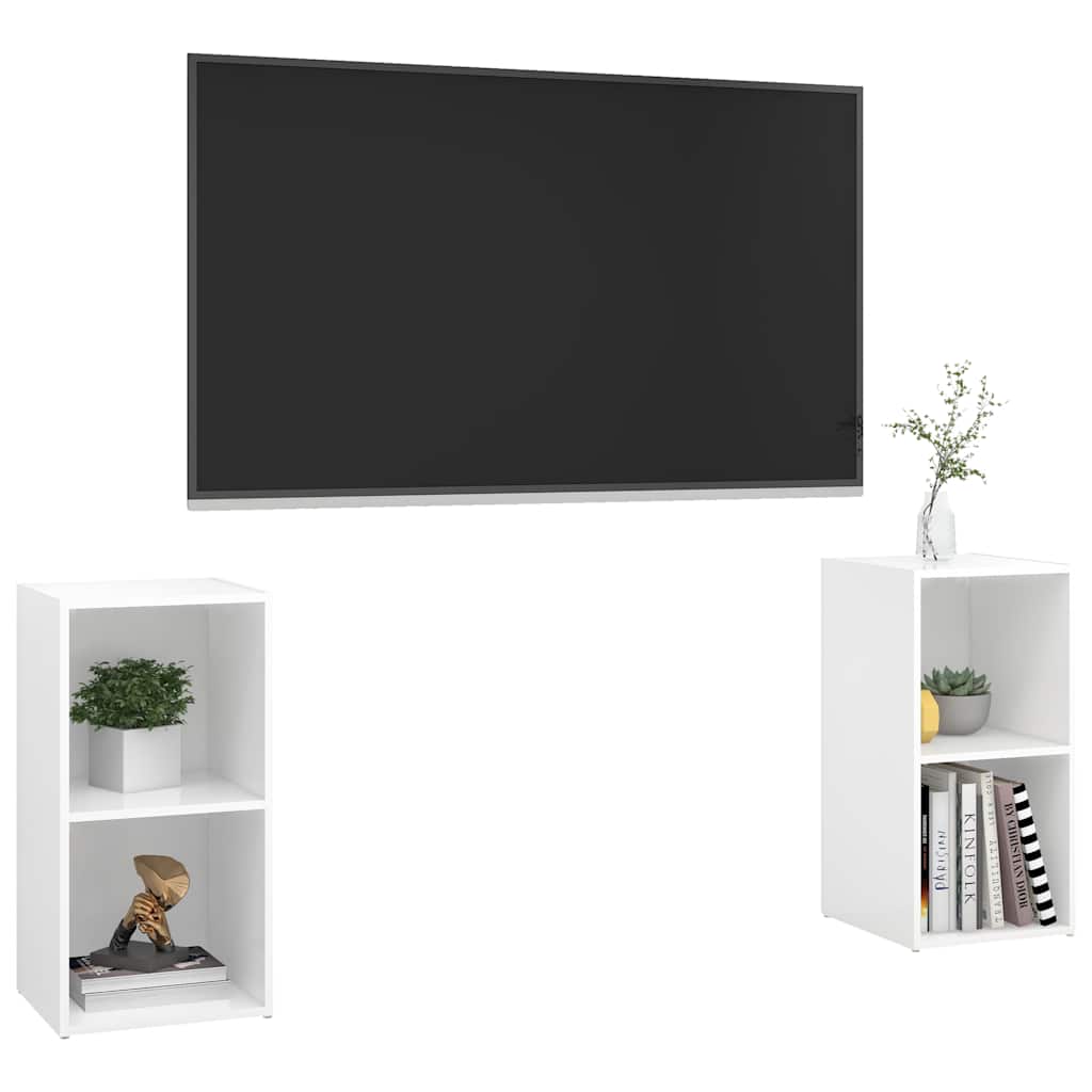 Mobili TV 2 pz Bianco Lucido 72x35x36,5 cm in Legno Multistrato