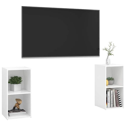 Mobili TV 2 pz Bianco Lucido 72x35x36,5 cm in Legno Multistrato