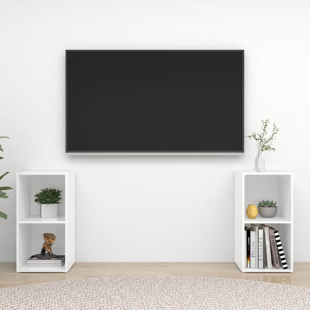 Mobili TV 2 pz Bianco Lucido 72x35x36,5 cm in Legno Multistrato