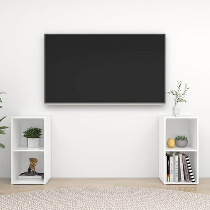 Mobili TV 2 pz Bianco Lucido 72x35x36,5 cm in Legno Multistrato