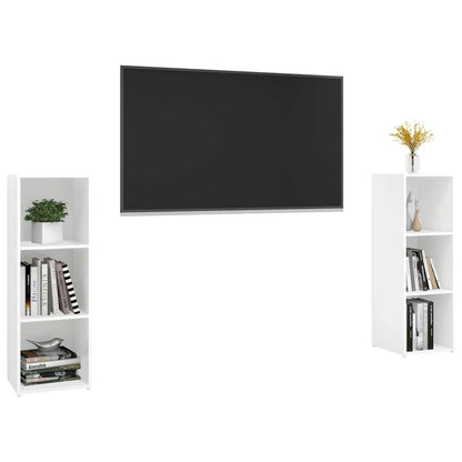 Mobili TV 2 pz Bianchi 107x35x37 cm in Legno Multistrato
