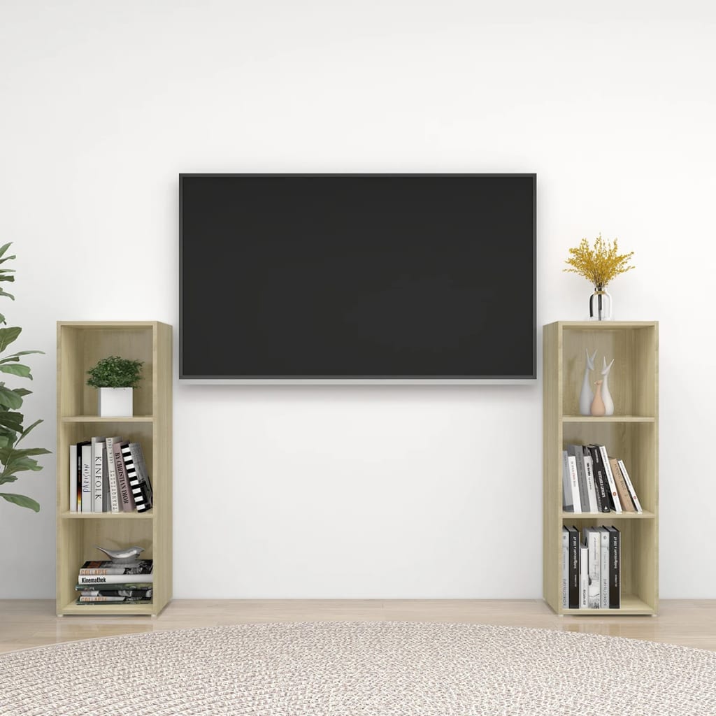 Mobili TV 2 pz Rovere Sonoma 107x35x37 cm in Legno Multistrato