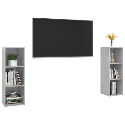 Mobili TV 2 pz Grigio Cemento 107x35x37 cm in Legno Multistrato